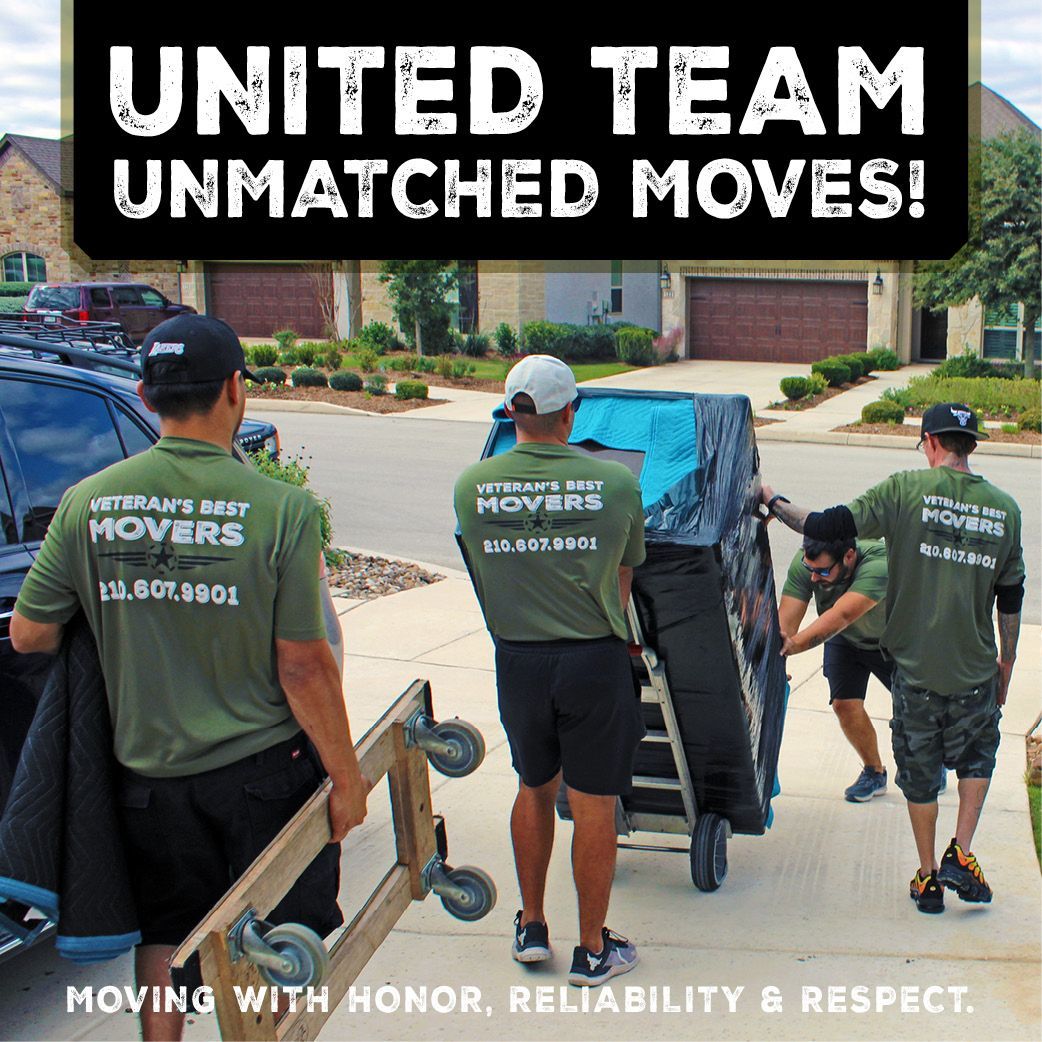 A black trailer with the words Veteran's Best Movers on it
